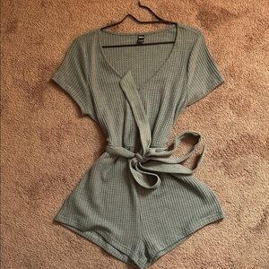 SHEIN Textured Green Wrap Dress